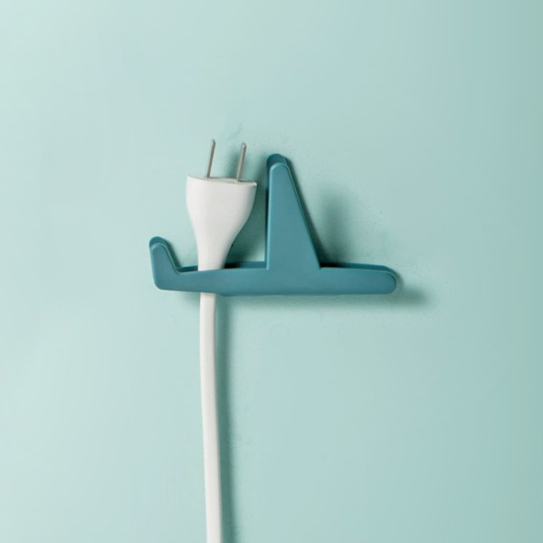 

1pc Wall Mounted Plug Holder, Blue