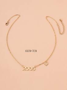 數字吊墜項鍊 - 金黃色 - 查看 3