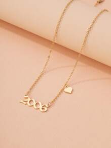 Number Heart Charm Necklace - Yellow Gold - View 1