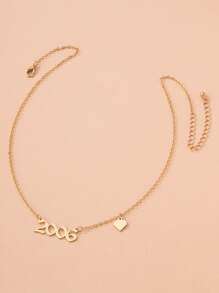 Number Heart Charm Necklace - Yellow Gold - View 2