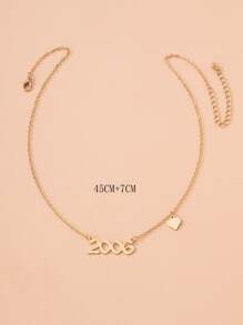 Number Heart Charm Necklace - Yellow Gold - View 3