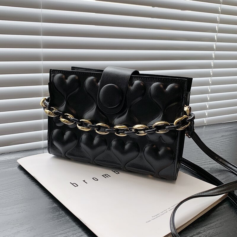 

Heart Design Satchel Bag, Black