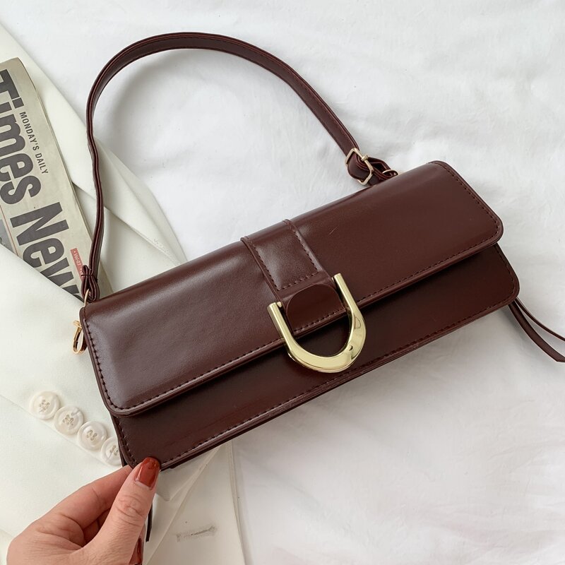 

Metal Decor Flap Shoulder Bag, Brown