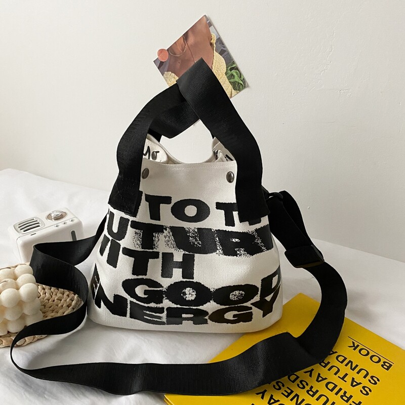 

Letter Graphic Satchel Bag, White