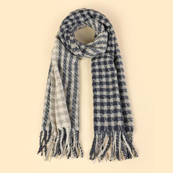 

Fringe Hem Plaid Scarf, Multicolor
