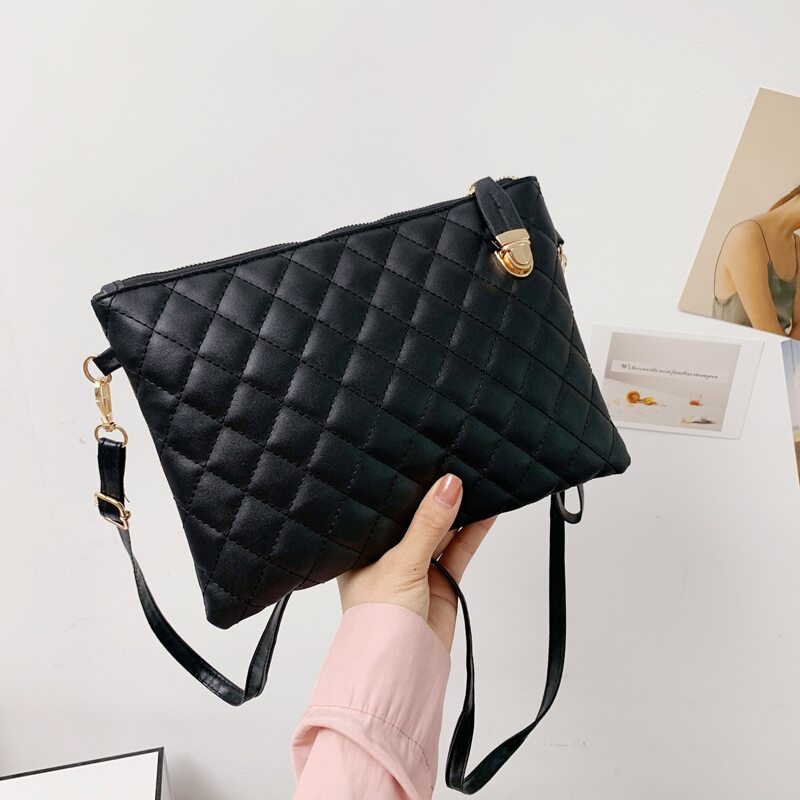 

Minimalist Quilted Clutch Bag, Black