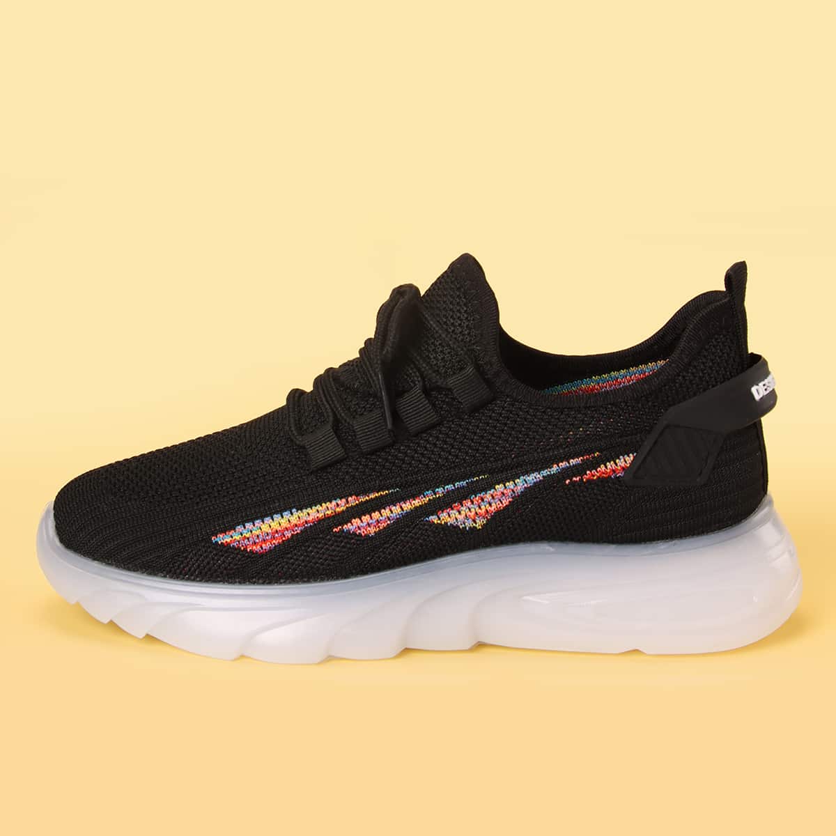 

Lace-up Front Knit Sneakers, Black