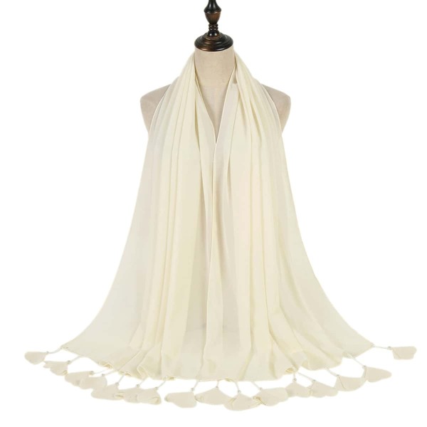 

Faux Pearl & Heart Decor Scarf, White