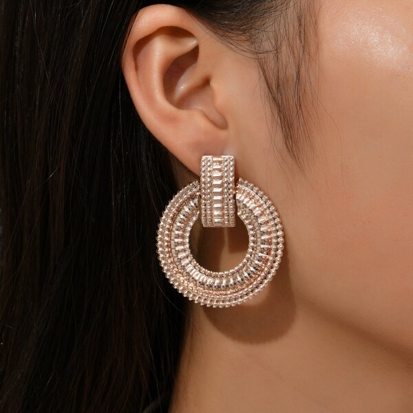 

Textured Round Earrings, Rose gold