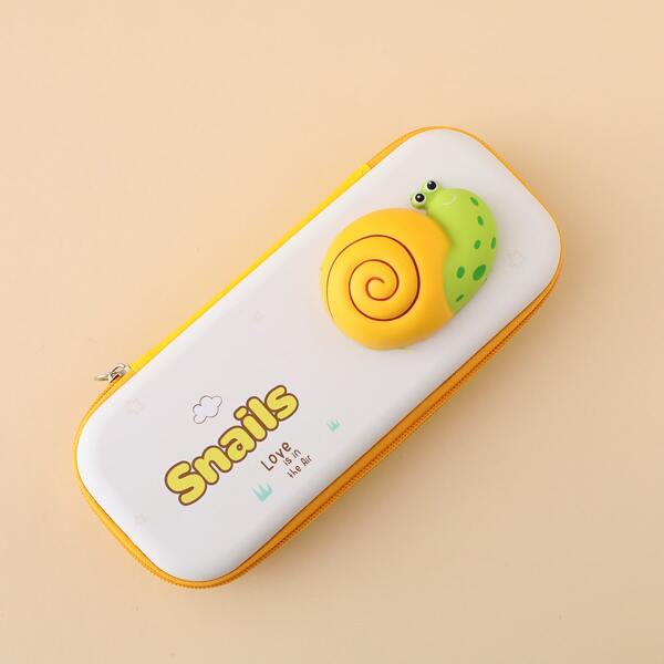 

1pc Snail Design Pencil Bag, Yellow