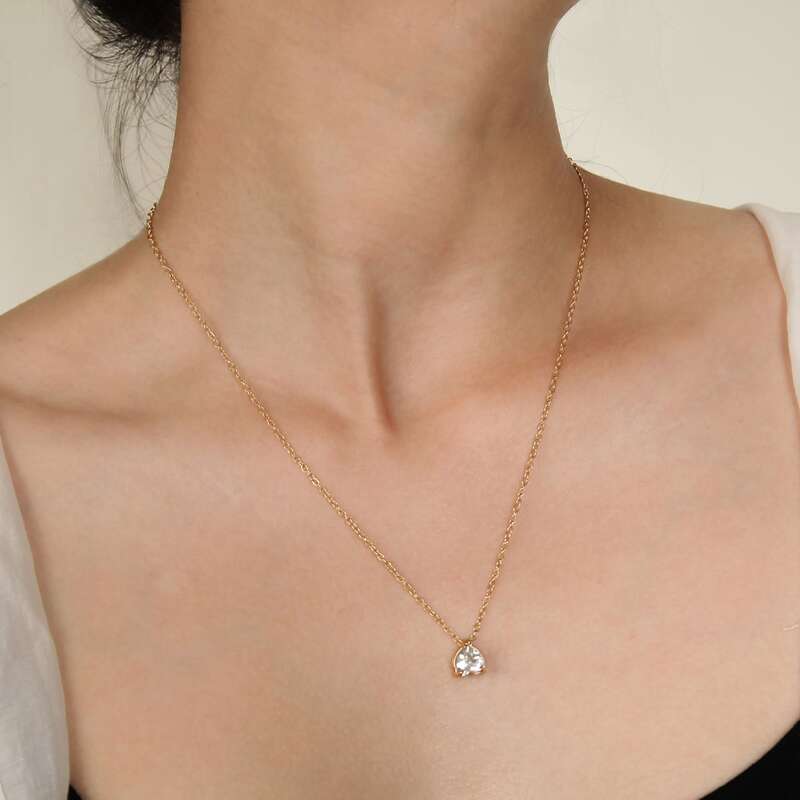 

Rhinestone Pendant Necklace, White