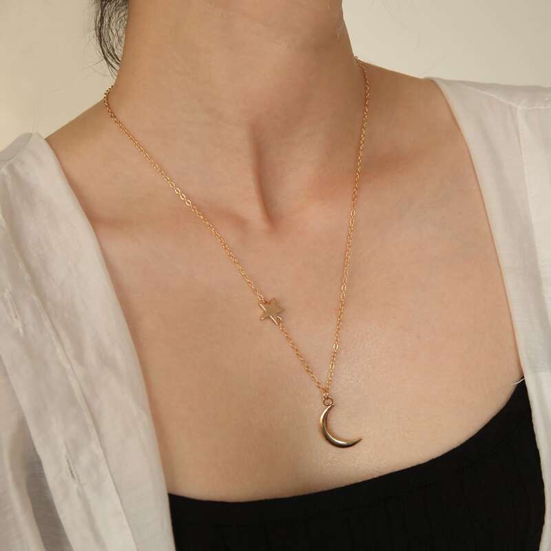 

Star & Moon Decor Necklace, Gold