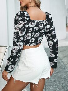 Chiquease 印花方領不對稱下擺襯衫 - 彩色 - 查看 2