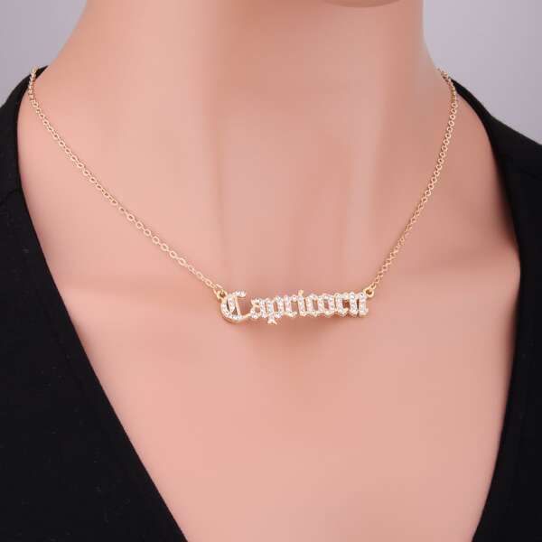 

Rhinestone Letter Pendant Necklace, Gold