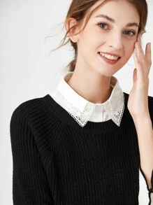 1 件带刺绣和镂空图案的蕾丝领情人节