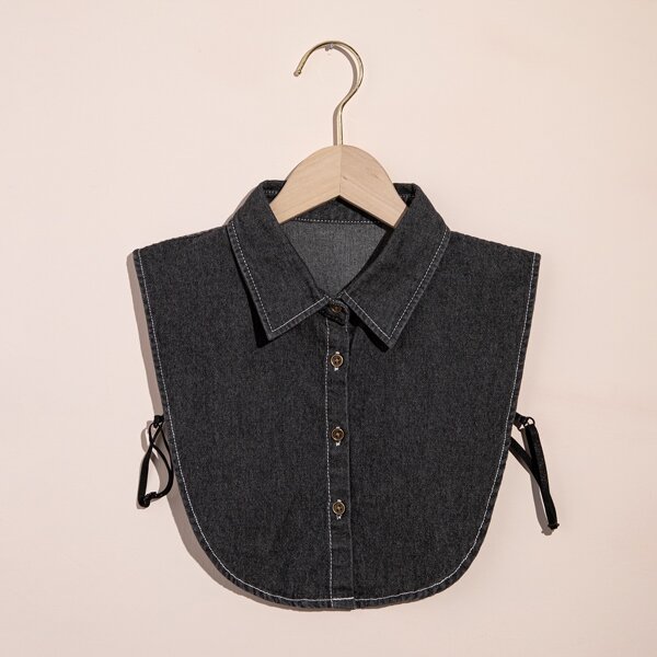 

Button Detail Dickey Collar, Black
