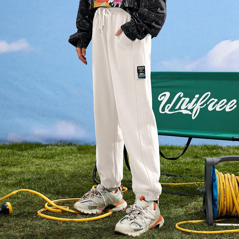 

Patched Detail Drawstring Waist Thermal Sweatpants, White