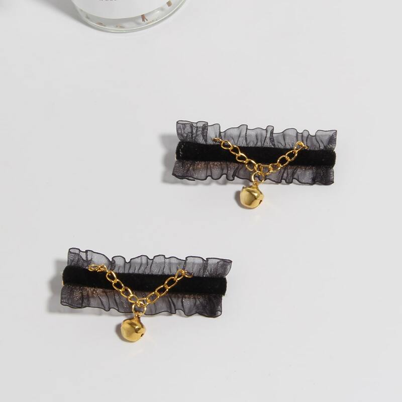 

2pcs Bell Decor Hair Clip, Black