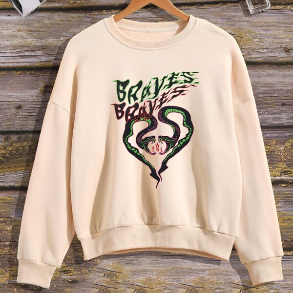 

Letter And Snake Print Sweatshirt, Apricot
