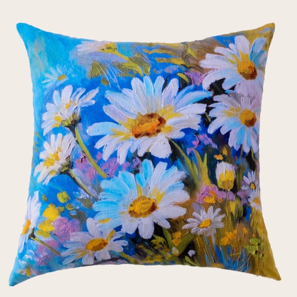 

Daisy Print Cushion Cover Without Filler, Multicolor