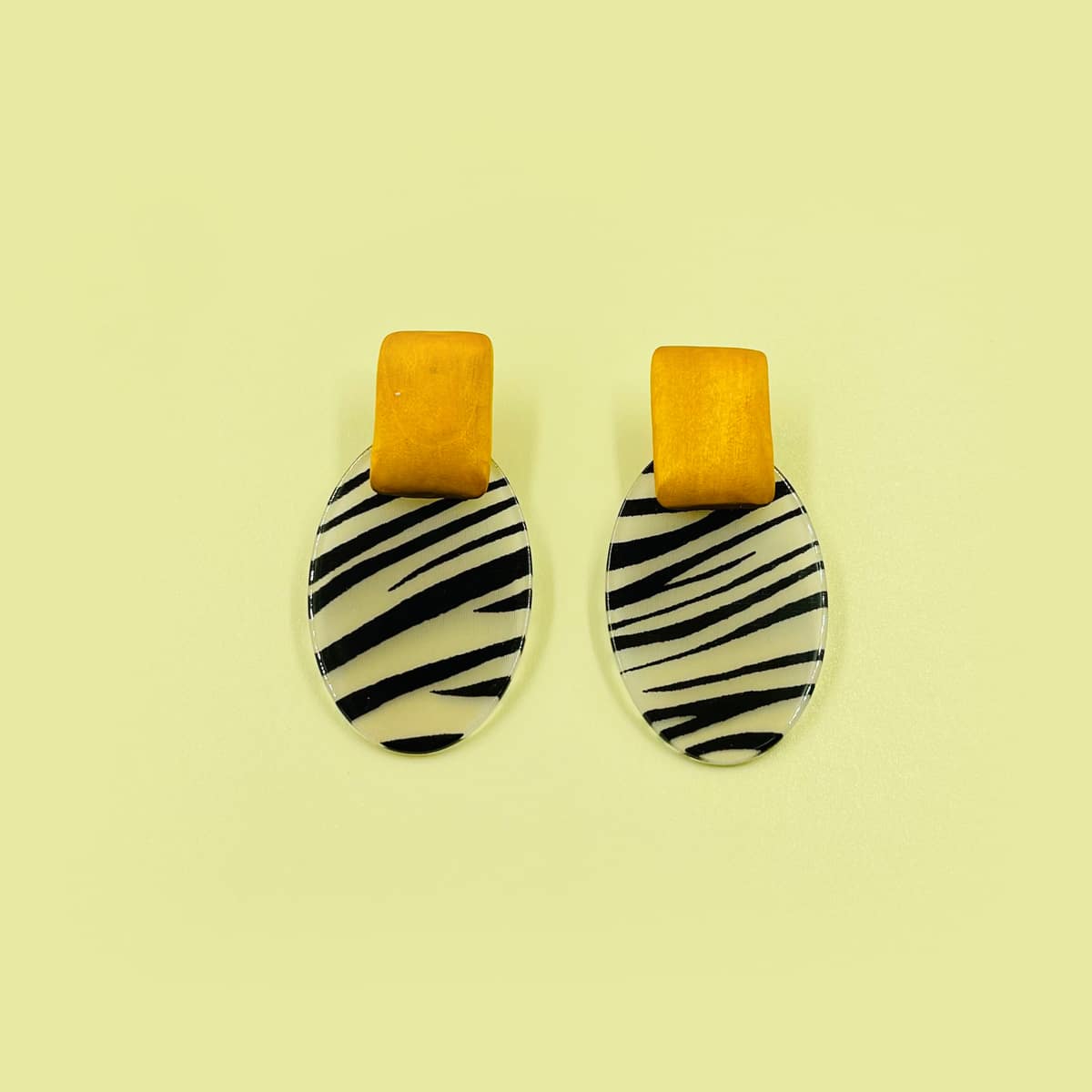 

Zebra Striped Drop Earrings, Black