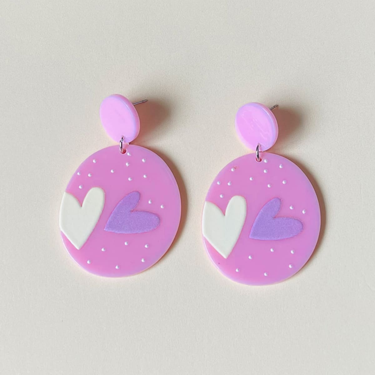 

Heart Graphic Drop Earrings, Mauve purple