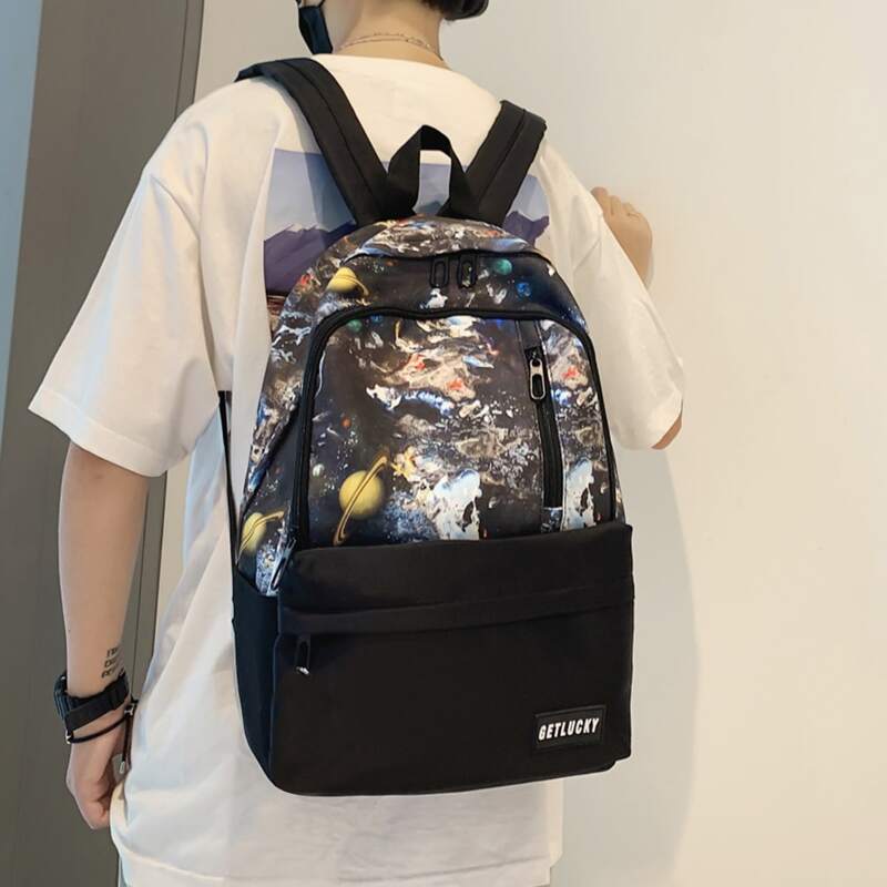 

Guys Letter Patch Galaxy Graphic Backpack, Black