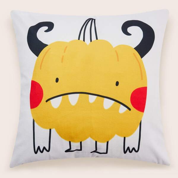 

Halloween Pumpkin Print Cushion Cover Without Filler, Multicolor
