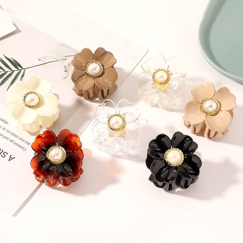 

2pcs Random Floral Design Hair Claw, Multicolor