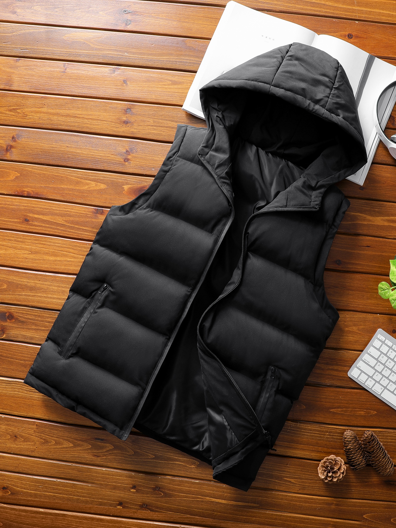 Zip up sleeveless puffer