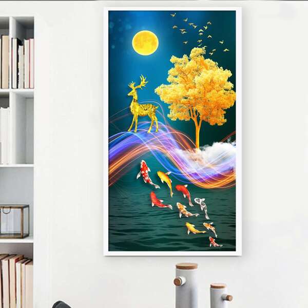 

Deer & Fish Pattern Diamond Painting Without Frame, Multicolor