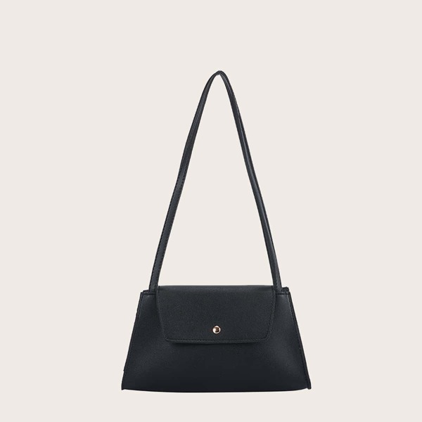 

Girls Minimalist Flap Shoulder Bag, Black