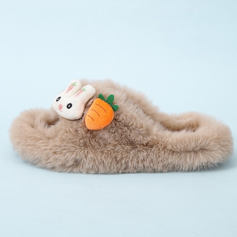 

Fluffy Cartoon Decor Home Slippers, Khaki