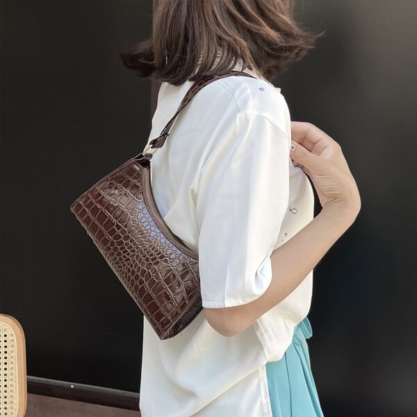 

Croc Embossed Baguette Bag, Coffee brown