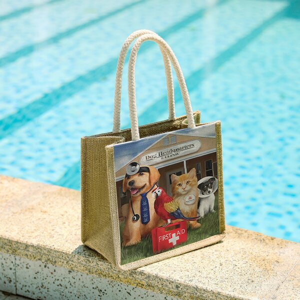 

Animal Graphic Linen Shoulder Bag, Multicolor