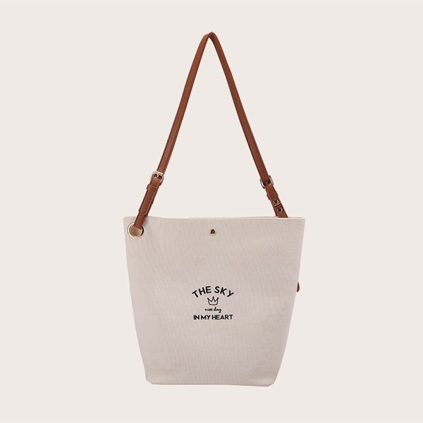 

Letter Graphic Bucket Bag, White