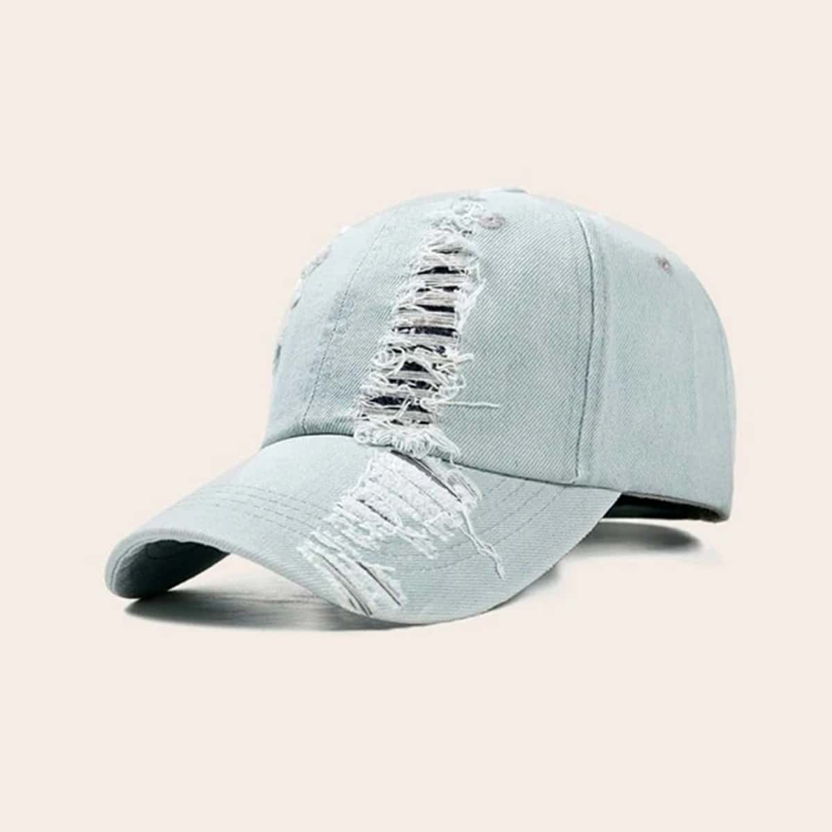 

Solid Ripped Baseball Cap, Blue