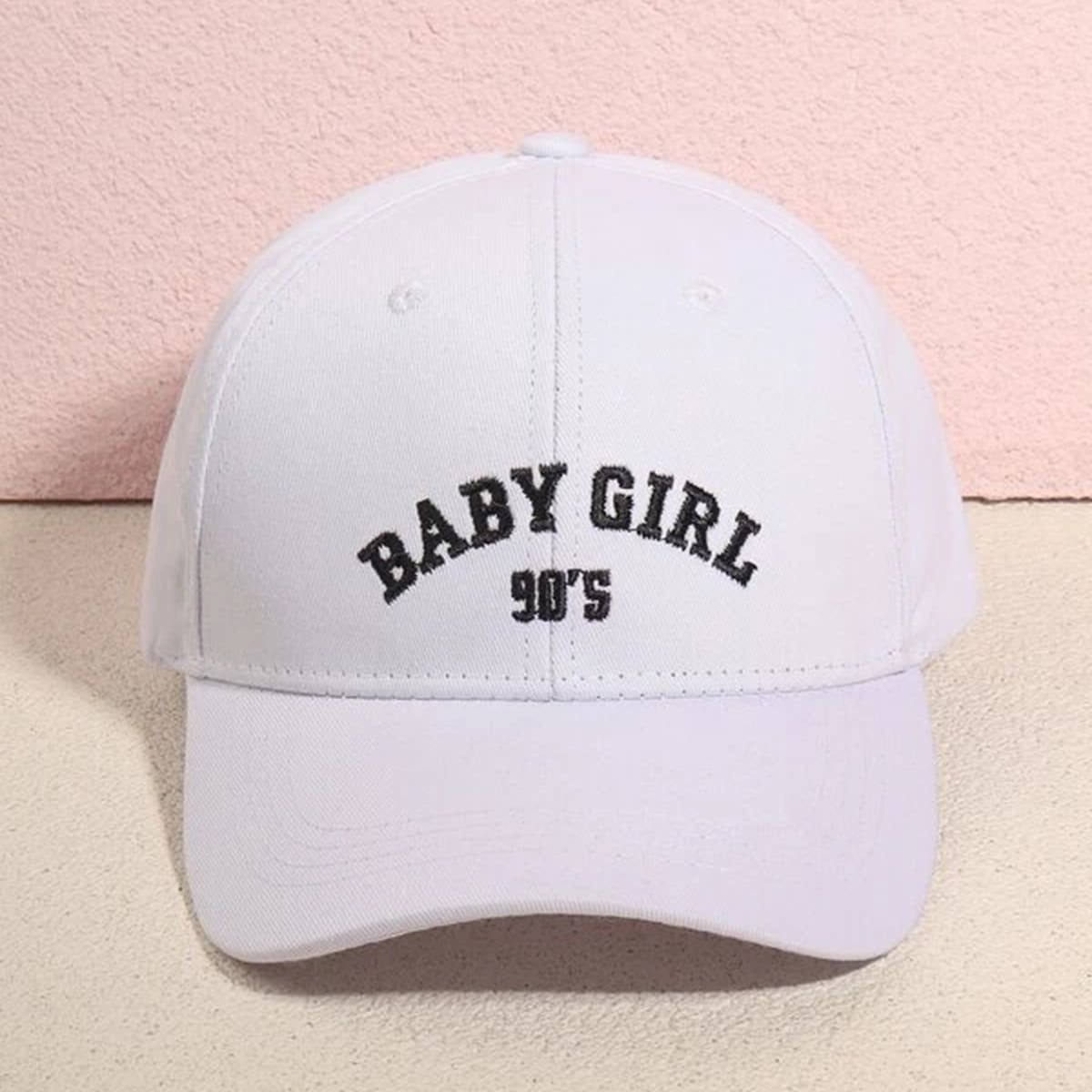 

Letter Graphic Embroidery Baseball Cap, White