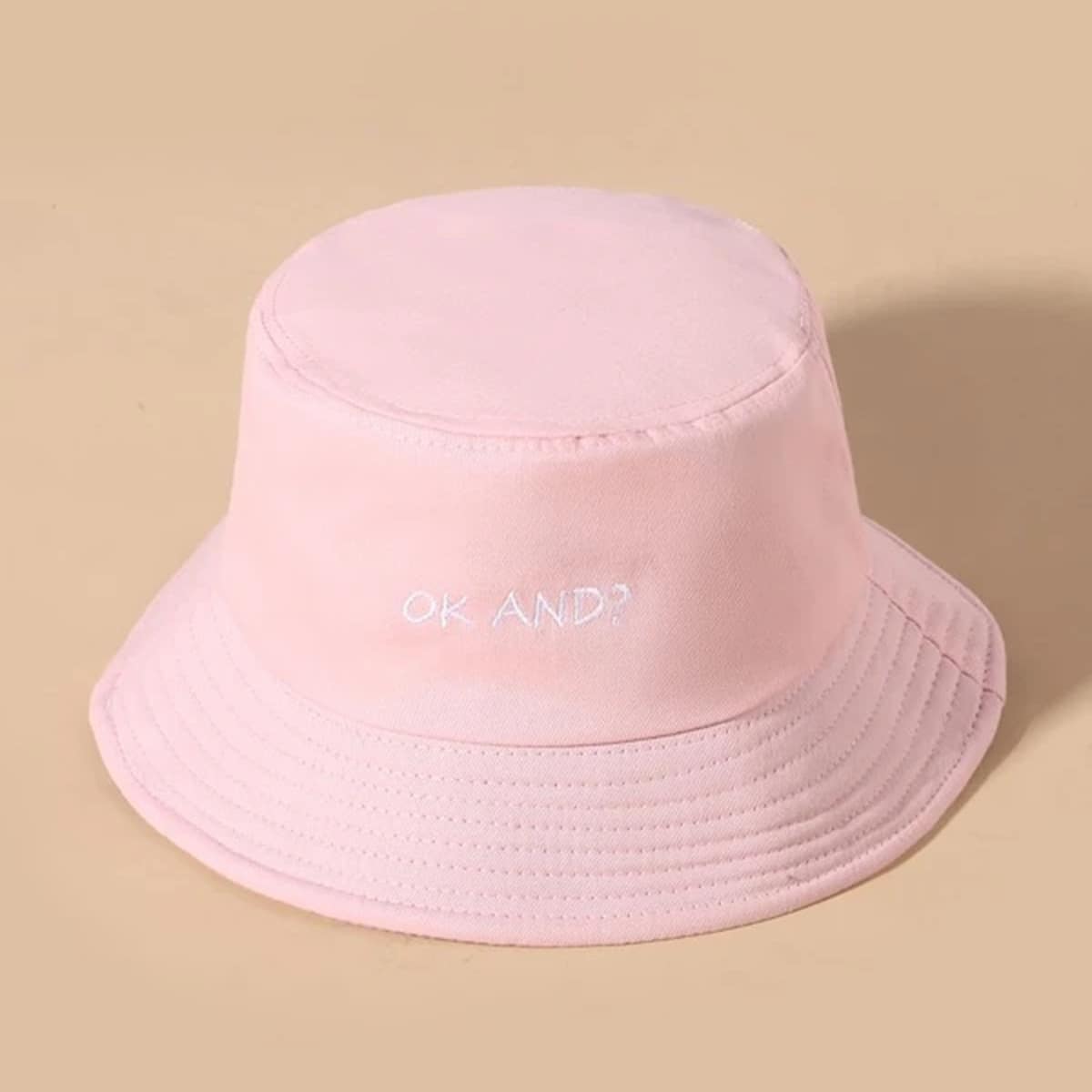 

Slogan Graphic Embroidery Bucket Hat, Pink