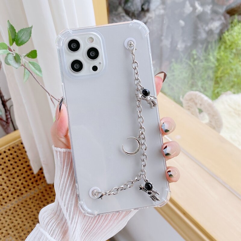 

Clear Phone Case With Chain Hand Strap