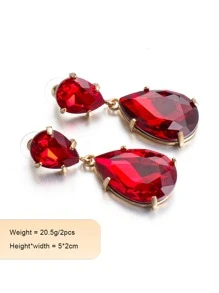 juran Pendientes con diseño de gota de agua - Rojo - Ver 3