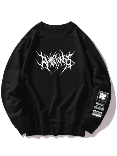 Goth Sweat-shirt-shirt décontracté pour hommes avec graphique lettrage, pour l'école, pour l'automne