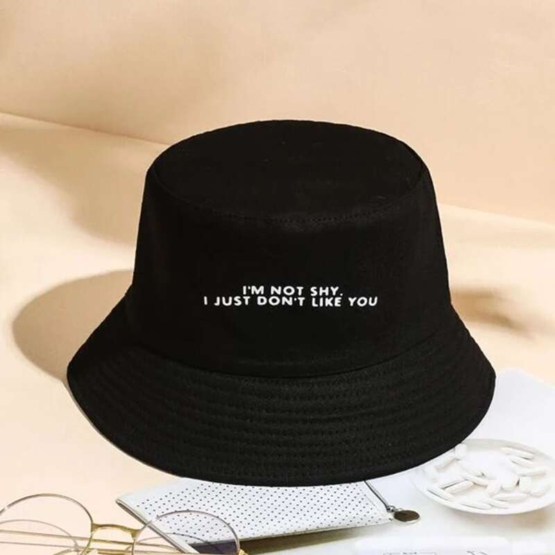 

Slogan Graphic Bucket Hat, Black