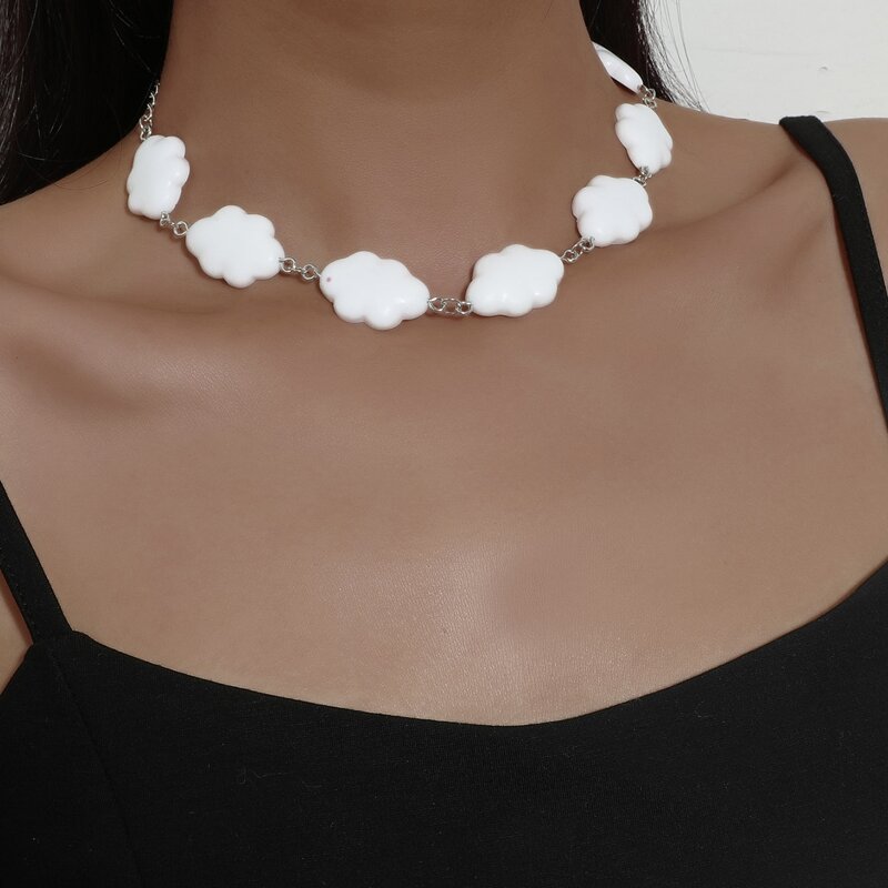

Cloud Charm Necklace, White