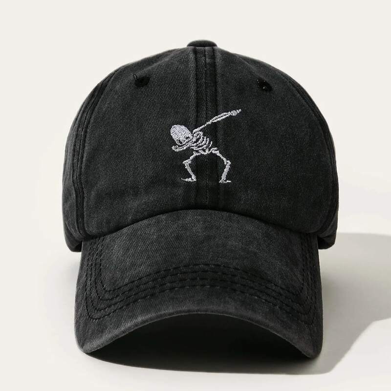 

Guys Skeleton Embroidery Baseball Cap, Black