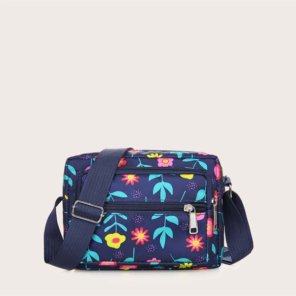 

Allover Floral Graphic Crossbody Bag, Navy blue
