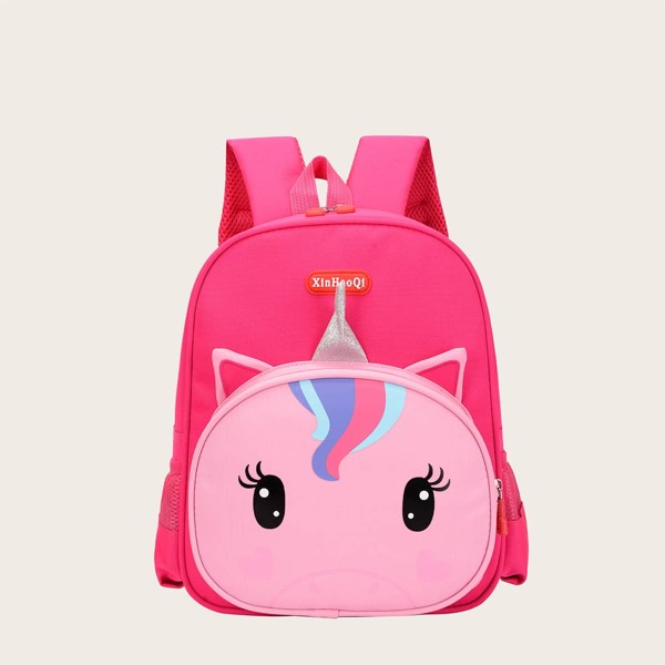 

Girls Cartoon Unicorn Graphic Backpack, Hot pink