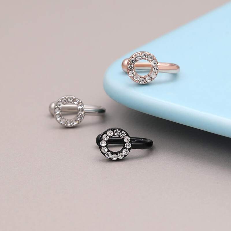 

3pcs Rhinestone Decor Nose Ring, Multicolor