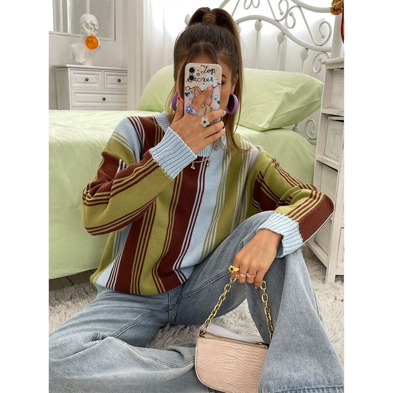 

Striped Drop Shoulder Sweater, Multicolor