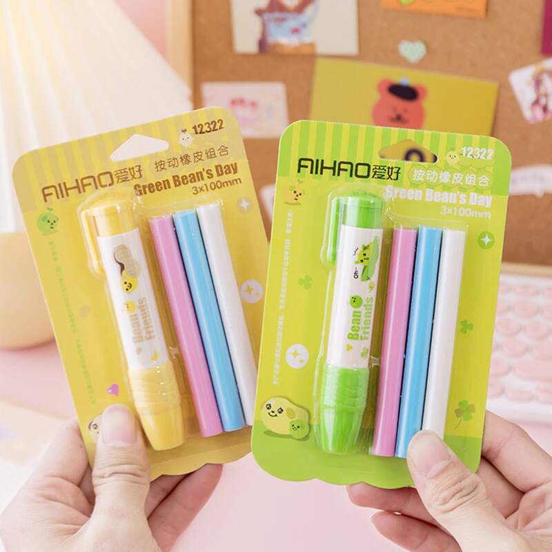 

1pc Press Type Eraser With Replacement, Multicolor